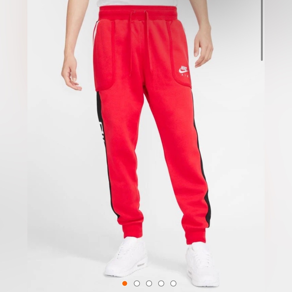‼️Nike air fleece pants- red/black